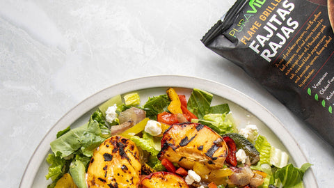 Grilled Peach & Flame Grilled Fajitas Rajas Salad