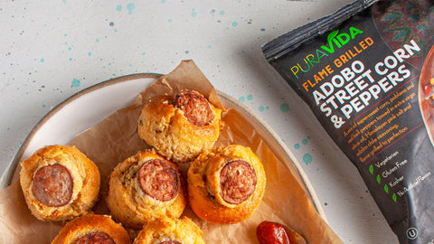 Adobo Street Corn Dog Muffins with Fajitas Rajas Ketchup