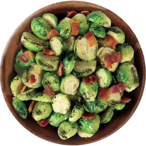 fire roasted brussels sprouts & uncured bacon